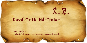 Kovárik Nándor névjegykártya